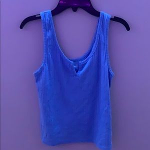 blue ribbed tank top